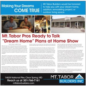 Mt. Tabor Builder's Home Show article for 2017 in Herald-Mail