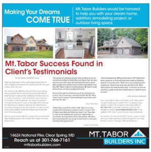 Mt. Tabor Builder Client Testimonial article
