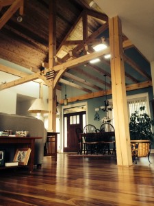 Living room in Timber frame in Smithsburg, MD built by Mt. Tabor Builders