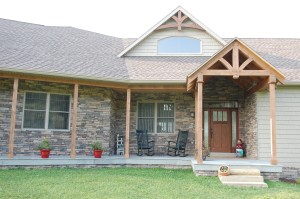 Front porch on Timber frame in Smithsburg, MD built by Mt. Tabor Builders