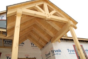 Timbers on Timber frame in Smithsburg, MD built by Mt. Tabor Builders