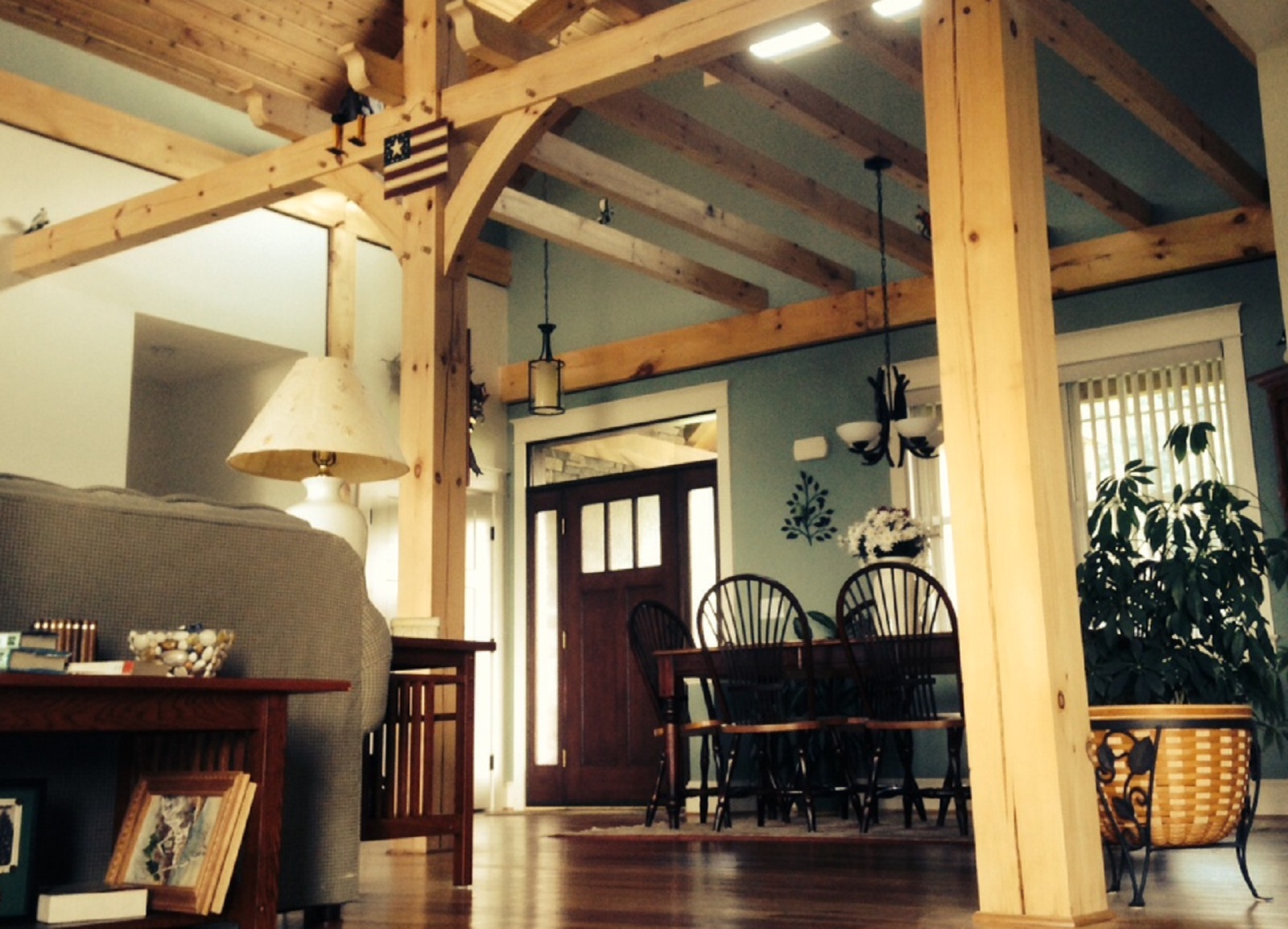 Living room of Timber Frame custom home in Washington County MD