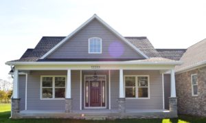 Custom Home in Clear Spring, MD built by Mt. Tabor Builders using reclaimed wood for floors and exposed beams