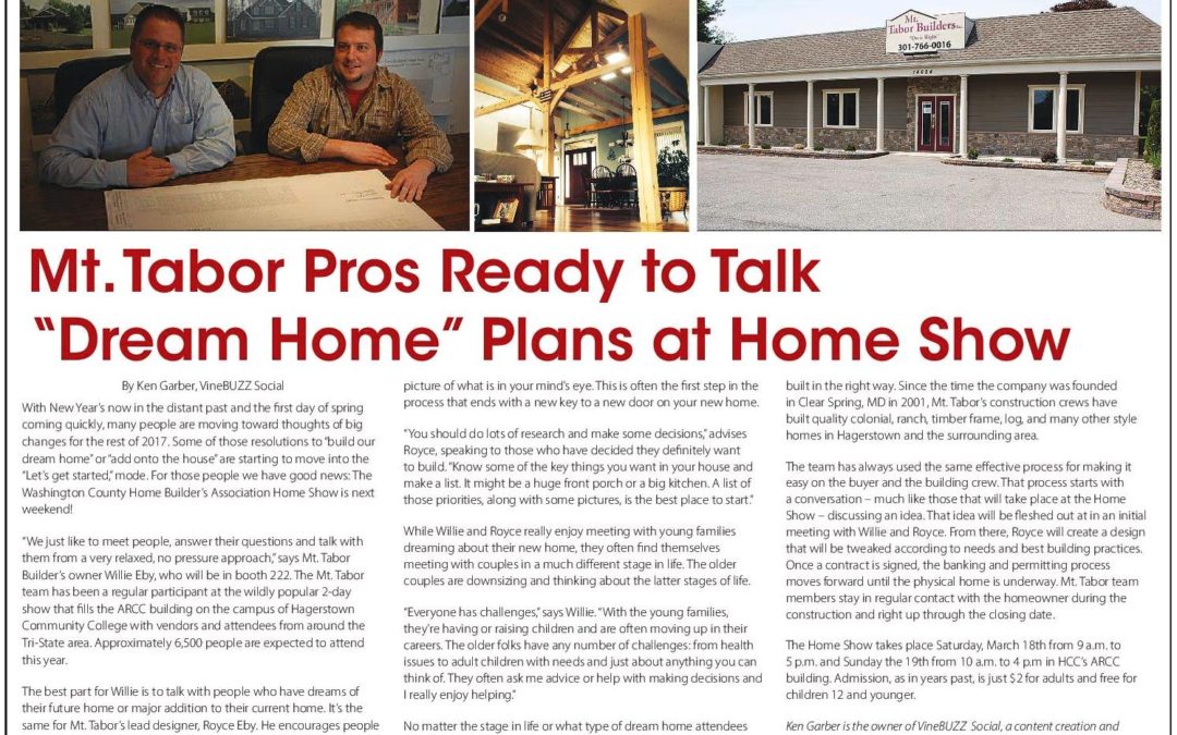 Mt. Tabor Builder's Home Show article for 2017 in Herald-Mail