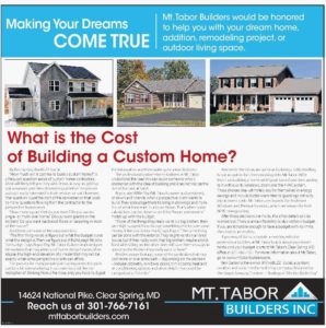 HomeSource Cost of Building a Custom Home article about Mt. Tabor Builders in Clear Spring, MD