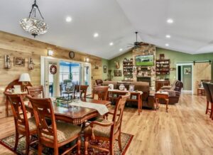 Mt. Tabor Builders new timber frame home in Morgan County, WV - dining and great room