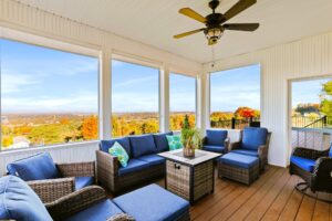 Sunroom and deck are the perfect combination for an outdoor living space