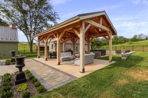 Timber pavilion designed and constructed by Mt. Tabor Builders of Clear Spring, MD